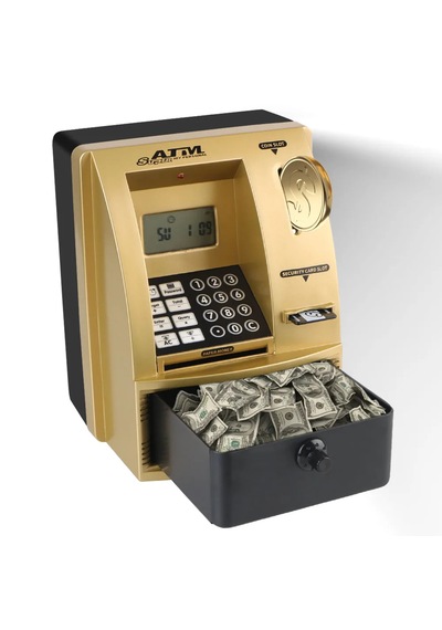 Techtic Lcd Ekran Atm Şifreli Kumbara Kağıt Demir Para Girişli