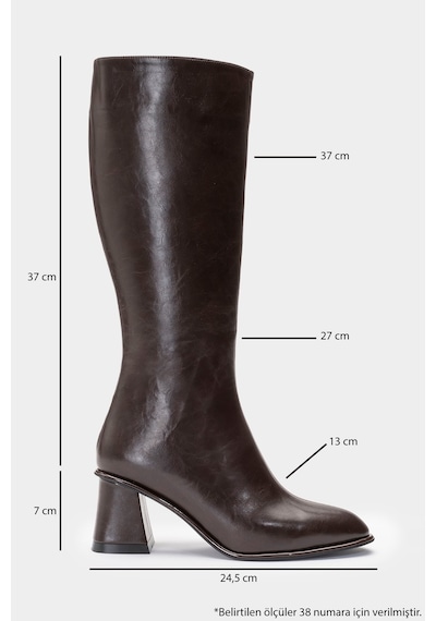 Luvishoes Luvi Shoes Paradis Kahverengi Cilt Kadın Kalın Topuklu Çizme Kahverengi Deri