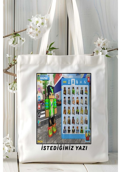 Art Hediye School Party Craft Mobil Oyun Baskılı Bez Çanta Omuz Çantası Çift Tafaflı Baskı Kişiye Özel 7 Çok Renkli