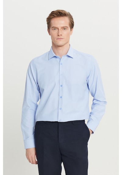 AC&Co / Altınyıldız Classics Ütülemesi Kolay Slim Fit Dar Kesim Klasik Yaka Pamuklu Erkek Gömlek Açık Mavi