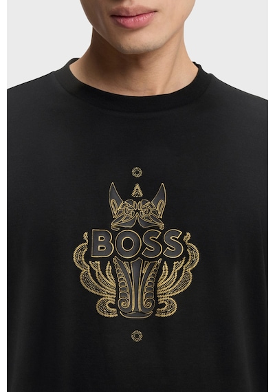 Boss Baskılı Pamuklu Regular Fit Bisiklet Yaka T Shirt Erkek T Shirt 50565015 001 Siyah