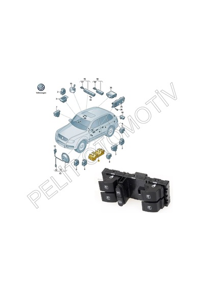 Touareg 2006-2010 Sol Dörtlü Cam Açma Düğmesi 7l6959857e