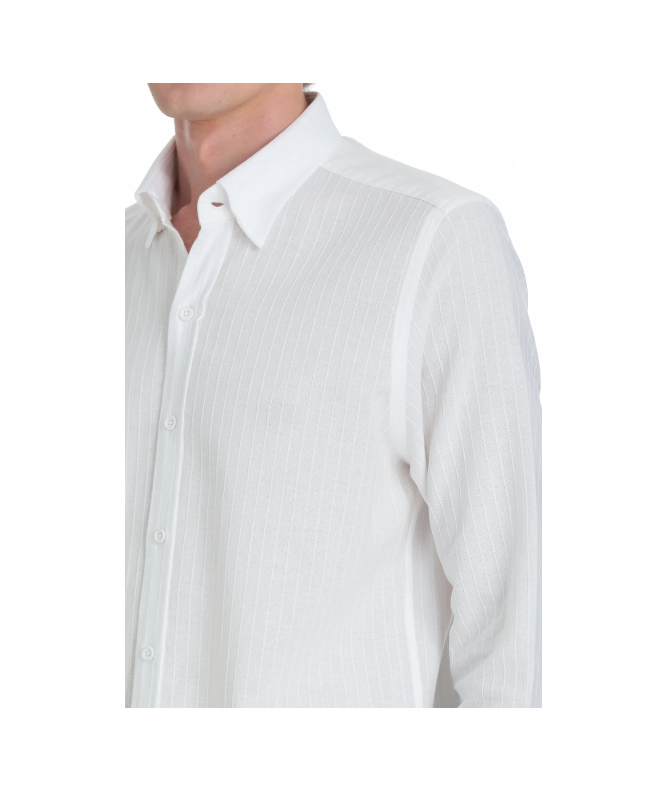 Hatemoğlu Beyaz Comfort Fit Çizgili Düğmeli Yaka 100% Pamuk Uzun Kollu Casual Gömlek 4111993 Hatemoğlu Beyaz Comfort Fit Çizgili Düğmeli Yaka 100% Pamuk Uzun Kollu Casual Gömlek 4111993
