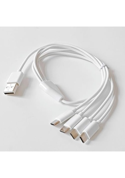 4 İn 1 Usb Tip-c Şarj Kablosu Çoklayıcı, Beyaz, 1 Metre, Çoklu Cihaz Şarj Kablosu Diğer