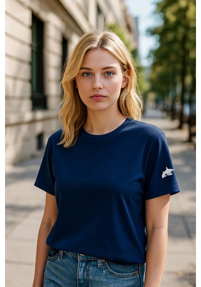 Markapia Kadın Bisiklet Yaka Basic Düz Kısa Kollu T-shirt İndigo Markapia Kadın Bisiklet Yaka Basic Düz Kısa Kollu T-shirt İndigo
