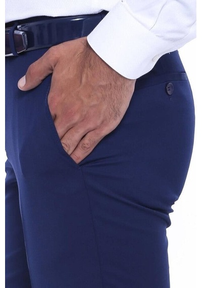 Düz Slim Fit Lacivert Erkek Kumaş Pantolon - Wessi Siyah