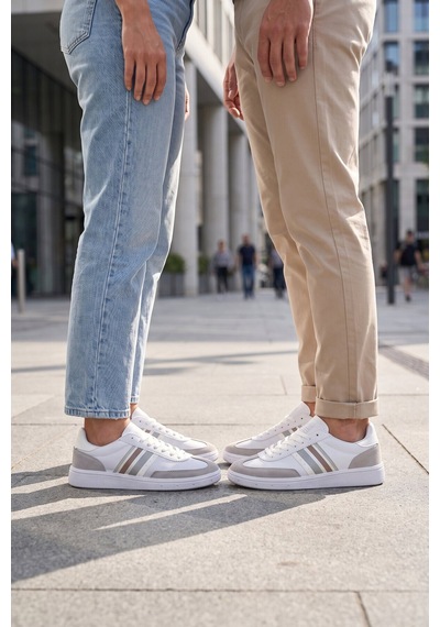 Grijak Beyaz-buz Bağcıklı Hafif Esnek Rahat Tabanlı Unisex Yürüyüş Ve Spor Ayakkabı Sneaker 015 G