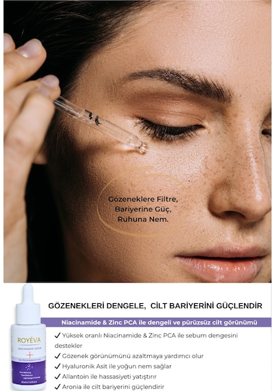 Royéva Gözenek Sıkılaştırıcı Leke Karşıtı ve Sebum Dengeleyici Niacinamide Serum 30 ML