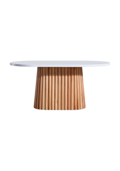 Savana Oval Ahşap Bohem Yemek Masası 90x170 Naturel - Beyaz