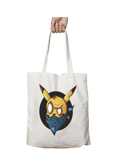 Art Hediye Pokemon Bad Pikachu For Light Shirts İki Tarafı Kalıcı Baskılı Yıkanabilir Çanta Çok Renkli
