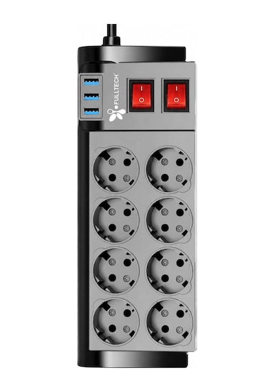 Suwors Akım Korumalı 8 Li Grup Priz 2 Metre 3 Usb Girişli Anahtarlı Çoklu Uzatma Kablosu 4000w Güvenli Priz Çoklayıcı