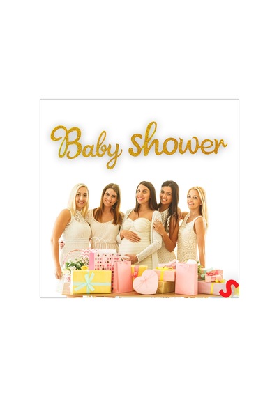 Baby Shower Simli Folyo Karton Banner, 90 Cm - Altın Diğer