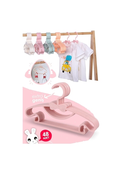 Morpanya Sweet 48 Adet Pembe Bebek Elbise Askısı 30 Cm Fiyonklu Kelebek Be Siyah