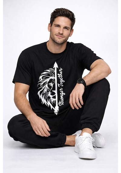 Sevgili Kombini Oversize Çift Tişört Unisex Matching Couple Stron Siyah