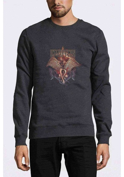 Zeppelın Icarus Wıng Metal Baskılı Erkek Sweatshirt