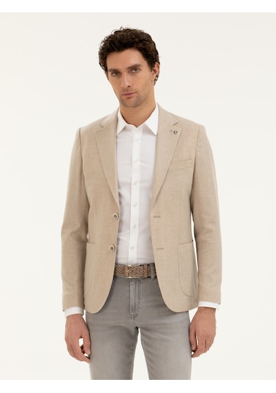 Cacharel Bej Slim Fit Kaşmir Ceket