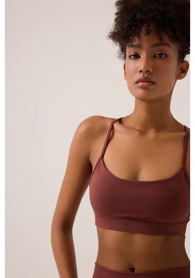 Los Ojos X Ece Bordo Spor Sütyeni Super Crop Top Bordo Bordo