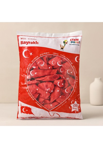 12 İnç Bayraklı Lateks Balon 100 Adet Açık Pembe