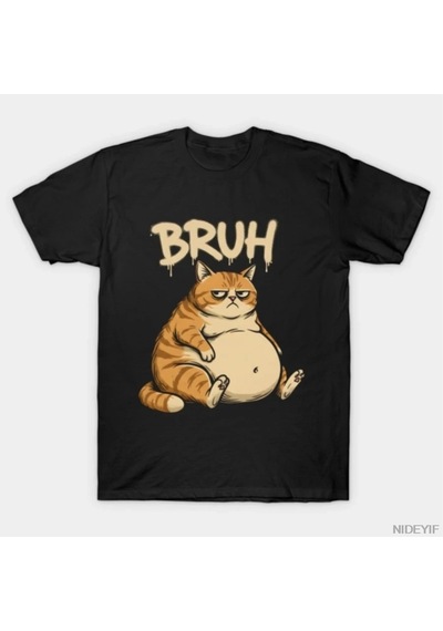 Tarzsokak Bruh Cat Reaction Meme T-shirt Erkekler Kadınlar İçin %100 Pamuklu Tişörtler 3xs-3xl Üstler 1 Çok Renkli