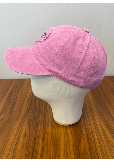 Kalpli Paris Logo Yıkamalı Vintage Eskitme Cap Şapka Pembe