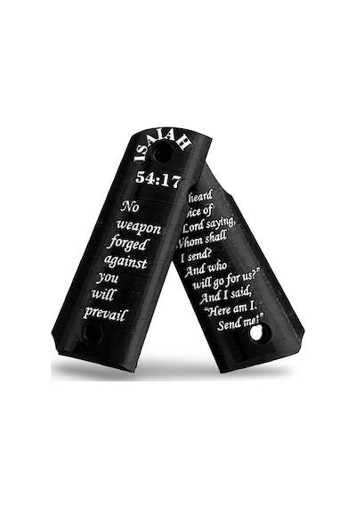 Rigor Universe Colt 1911 Uyumlu Tabanca Kabzası Grip Petg 3d Baskı Ayetli Isaiah 54:17 6:8 Siyah