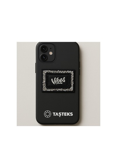 Taşlı Ütülenebilen Veya Sticker Olarak Kullanılabilen Dikdörtgen 'vibes' Yazılı Patch