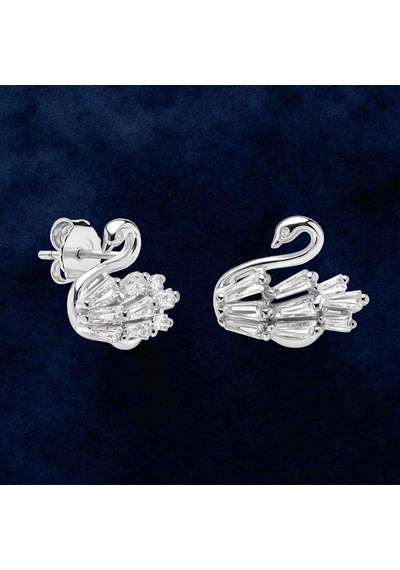 Servi 925 Ayar Gümüş Crystal Swan Küpe-29