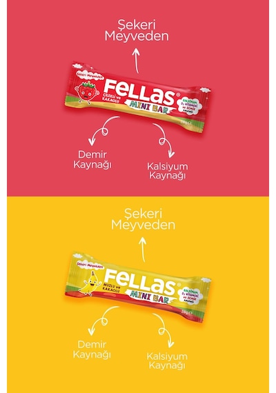 Fellas Mini Kids Meyve Bar Muzlu 12 x 28 G + Çilekli 12 x 28 G