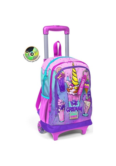 Coral High Büyük Boy Çekçekli Sırt Çantası Dondurma Desen 23949