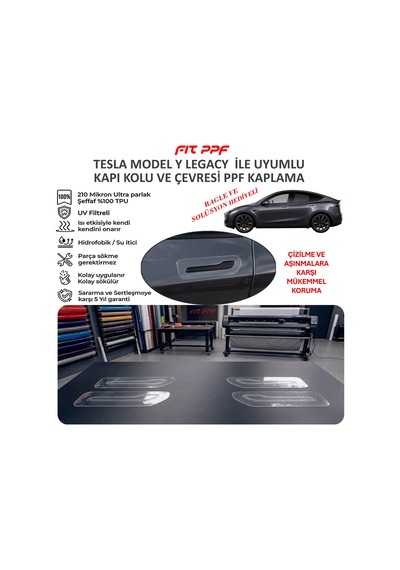 Tesla Model Y 2021 İle Uyumlu Hazır Kesim Kapı Kolu Kaplamaları 2