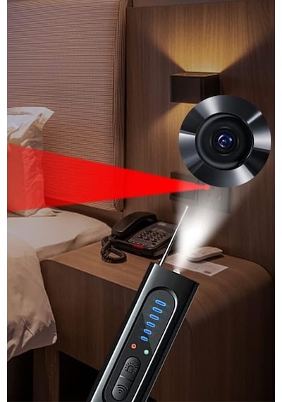 Technostation Gizli Kamera Tespit Cihazı Çanta Boy Taşınabilir Pratik Gizli Kamera Bulma Cihazı Dedektörü Siyah
