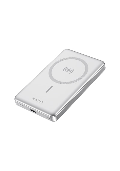 Havit PB5203 10000mAh 20 W Magsafe Ultra İnce Manyetik Kablosuz Powerbank Gri