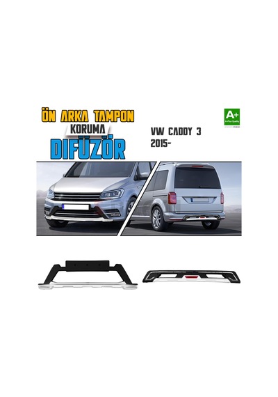 S-dizayn Vw Caddy 3 Ön Ve Arka Tampon Koruma Difüzör Seti 2015 Üzeri A+ Kalite