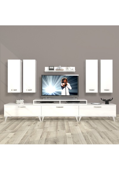 Decoraktiv Ekoflex 8d Slm Retro Tv Ünitesi Tv Sehpası Beyaz