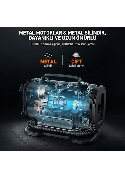 Kobb Kb301 12volt 220volt 150 Psı Ayarlanabilir Dijital Basınç Göstergeli Lastik Ve Yatak Şişirme Pompası