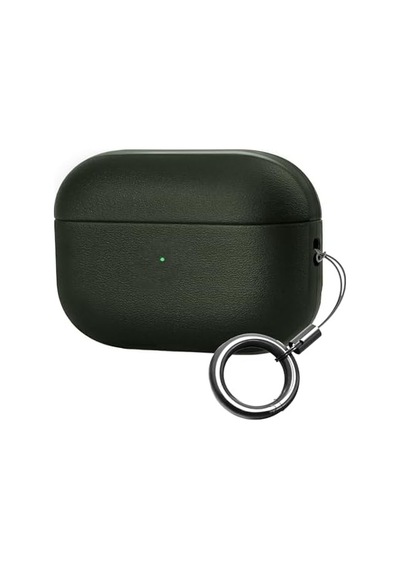Airpods Pro 2. Nesil İle Uyumlu Leather Skin Serisi Parmak İzi Tutmayan Dış Yüzeye Sahip Ve Mükemmel Koruma Sağlayan Orta Sertlikte Silikon Kılıf Haki
