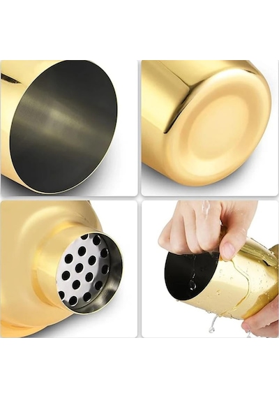 Perlotus Çelik Gold Kaplama 700 Ml Kokteyl Shaker Karıştırıcı