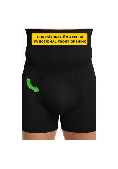 Elilom Korse Boxer Yüksek Bel Korseli Erkek İç Giyim Siyah
