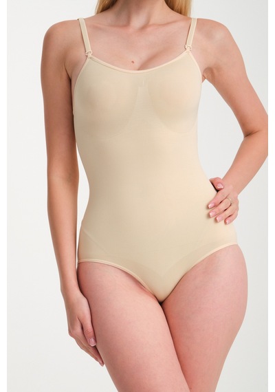 Seamless Zıbın Korse Çıtçıtlı Body 2 Beden Push Up Etkili Karın Bel Göbek Kadın Body Korse 9051 Bej