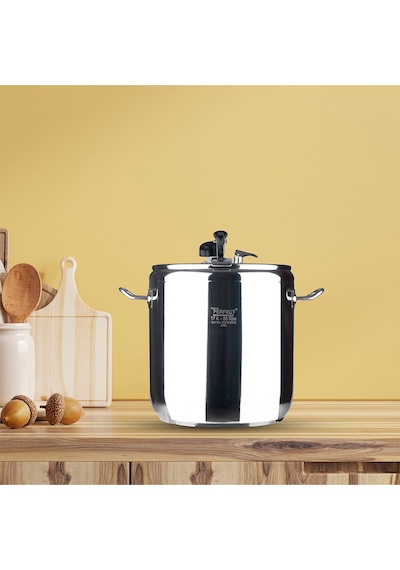 Home Perfect 17 Litre Büyük Boy Düz Düdüklü Tencere Gümüş - Siyah
