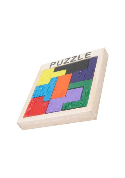 Tetris Şekilli Ahşap Puzzle Oyunu 8 Parça Renkli Ahşap Eğitici Puzzle