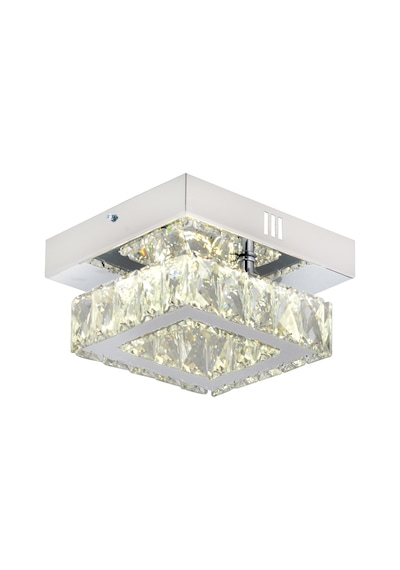 Modina Tek Katlı Krom 3 Renkli 20 Watt Ledli 3 Renkli Kristalli Taşlı Modern Tasarım Led Kristal Salon Avize Krom