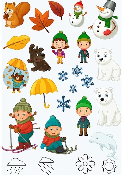 Sticker Kitabım Mevsimler - 60 Çıkartmalı Eğitici Ve Renkli Aktivite Kitabı - Çocuklar İçin