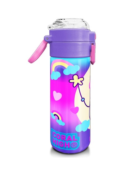 Coral High Kids Renkli Batik Unicorn Dondurma Desenli Pipetli Ve Direkt İçim Çelik Termos 500 Ml 31801 1 Kat Pembe