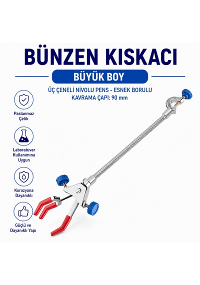 Bünzen Kıskacı - Büyük Boy - Üç Çeneli Nivolu Pens - Esnek Borulu-kavrama Çapı: 90 Mm