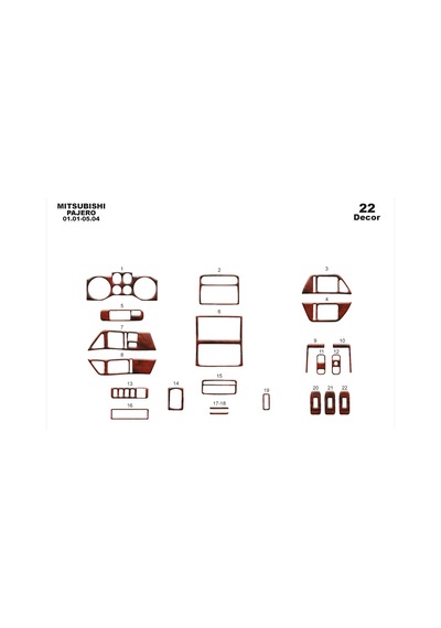Mitsubishi Pajero Torpido Kaplama 2001-2004 22 Parça Maun