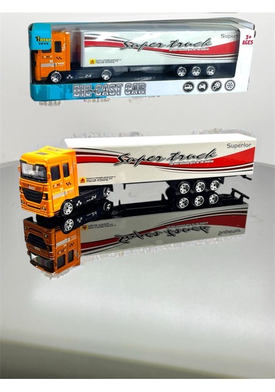 Diecast Metal Tır Oyuncak Süper Power Truck 24 Çek Bırak Tır - Turuncu
