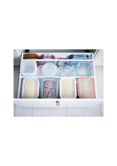 Ikea 365+ 4'lü Dikdörtgen Gıda Saklama Kabı Contası 20,2 X 14,4 Cm Kırmızı Beyaz Mavi Marul Yeşili Çok Renkli