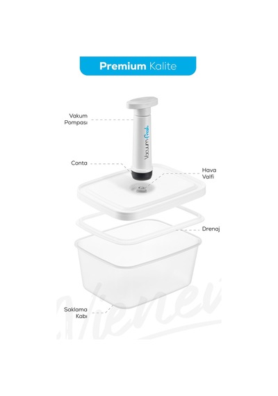 Vienev Vacuumfresh 2li 450 ML VakuMLu Gıda Saklama Kabı Seti Beyaz