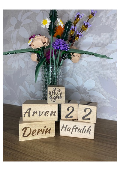 İkiz Bebekler İçin Anne Bebek Anı Küpü 6'lı Set İsme Özel Lazer Yazım
